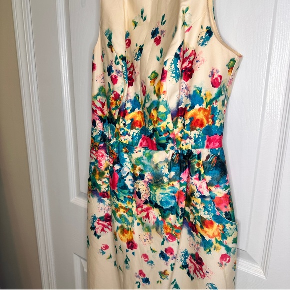 Anthropologie Maeve Tea Garden‎ Floral Sheath Dress Pockets Feminine Sz 0 beauty - Picture 5 of 16